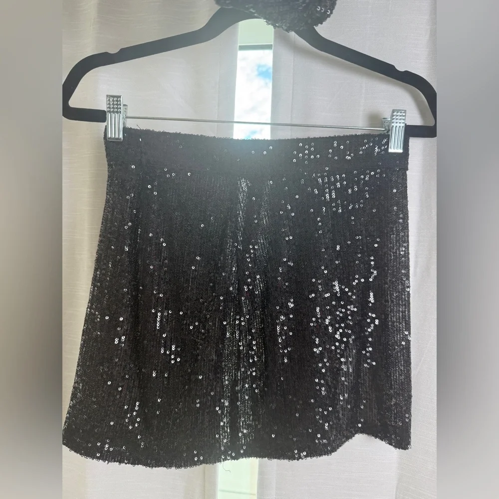 East N West Label Black sequin star crop top & mini skirt set festival | Size M - Picture 10 of 17